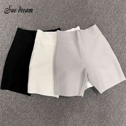 Top Quality Celebrity Grey Black White Elastic Rayon Bandage short Pants Fashion Bodycon Shorts Sports 210719