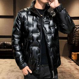 2021 Winter Men Down Jacket White Duck Down Thicken Warm Mens Down Coat Korean Style Stand Collar Fashion Outerwear Silver Colour G1115