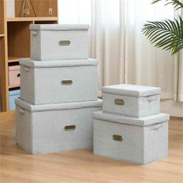 Multiple Models/Brand / Large Capacity Cotton Linen Folding Storage Box With Lid Clothing/Toy Household Organization 210922