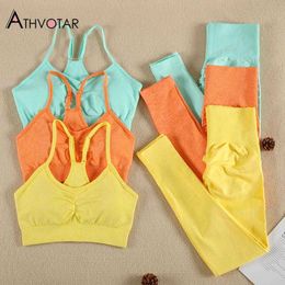 Solid Tracksuit Set Women High Stretchy Seamless Two Piece Sets Women Gym Sports Bra and Leggings outfits for women Y0625