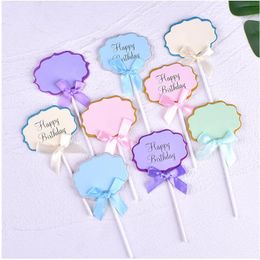 Birthday Handmade Cake Topper Blank Cupcake Toppers Decoration for Party Colorful Food Signs Cheese Baking Supplies 5pcs/lot