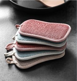 Scouring Scrub Pads Cloths Household Housekeeping Organisation Home Double Sided Sponge Kitchen Cleaning Tools Brush Wipe Pad