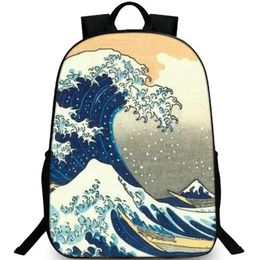 The Great Wave off Kanagawa backpack Katsushika Hokusai daypack Ukiyo e school bag Artist packsack Print rucksack Picture schoolbag Photo day pack