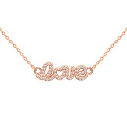 Pendant Necklaces Design Sweet Fancy Jewelry Letter Love Crystal CZ Zirconia Necklace For Valentine's Day