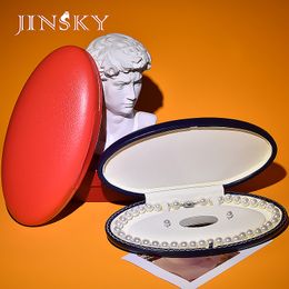 japanese akoya necklace UK - Jinshijue High-End Pearl Jewelry Box Luxury Japanese Akoya Necklace Ear Stud Set Oval Jewelry Box