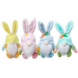 Easter Rabbit Gnome Old Man Doll Party Supplies Plush Rabbits Ears Figurine Ornaments Dwarf Dolls Kid Gift Home Decoration dd791