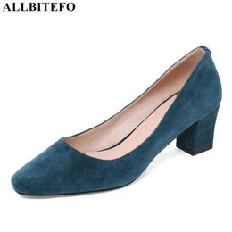 ALLBITEFO thick heels genuine leather party womens shoes brand high heels office ladies shoes women high heel shoes women heels 210611