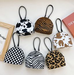 Plush children's shell handbag winter new fashion girls shoulder bag little girl leopard print cross-body bags