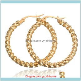 Jewelryfashion Jewellery Round Gold Colour Big Circle Stainless Steel Braided Hoop Earring For Women Wholesale Korean Earrings & Hie Drop Deliv