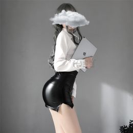 Jimiko Female Secretary Teacher Sexy lingeri plus Erotic Uniform Patent Leather Skirt Fantasy Cosplay Office Lingere 211229