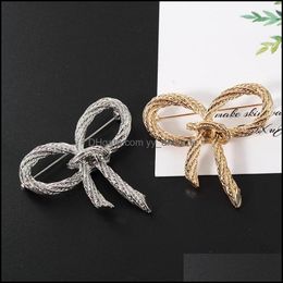 Pins, Brooches Jewelry High-End Twisted Noodle Bow Brooch Womens Party Big-Name High-Quality Metal Gift 2021 Drop Delivery I1Kjs