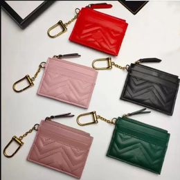 Unisex Designers Wallet Fashion Cow Leather Card Holder Zig Zag Women Purses Designer Bags High Quality Men Key Pouch 5 Colours keychain mini wallets