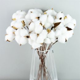 30 Pieces White Artificial Flower Faux Naturally Cotton Bouquet Decorations for Home Wedding Bridal Shower Birthday Decor 220311