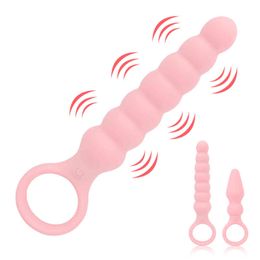 NXY Anal Toys S/L 10 Frequency Pull Ring Beads Vibrator Prostate Stimulator Butt Plug Sex Toy for Women Men Massager For Unisex 1130