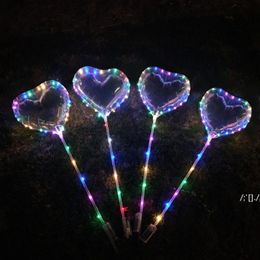 Party Decoration Heart-shaped LED Large Size Bobo Balloon With 13.8 Inch Tow Bar Valentine's Day String Lights Balloons Colourful RRE124