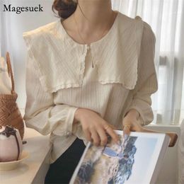 Spring Women Shirts Blouses Long Sleeve Casual White Blouse Fashion Plus Size Korean Style Lace Shirt Tops Blusas 8866 210512