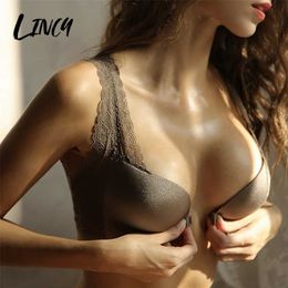 Sexy Women's Underwear Lace Wireless Front Closure Bras Female Brassiere Lingerie Comfort Push Up AB Cups Bra Adjusted Bralette 211217