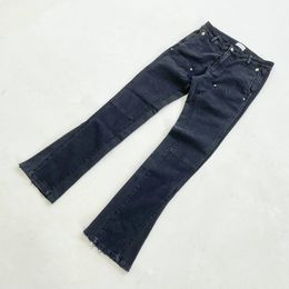 Jeans ricami neri uomini donne 1 cravatta casual tintura di alta qualità pantaloni jean