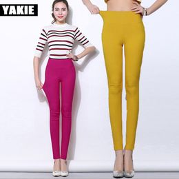 Spring summer candy Colour women pants high elastic waist stretch cotton formal pencil pants female trousers Plus size 5XL 210519