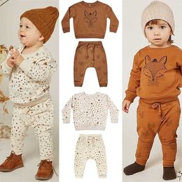 EnkeliBB Cru Kids Pattern Sweatshirt Pants Matching Boys Long Sleeve Casual Tops For Autumn Winter Child Clothes 211110