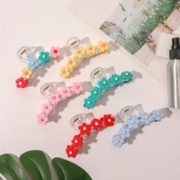 Hair Clips Barrettes Candy Colorful Sweet Flower Claw Clip Fashion Acrylic Hairpin Accessories For GIrls