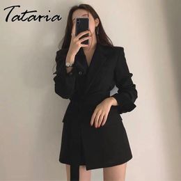 Women Blazers and Jackets White Korean Women's Long Suit Jacket Black Female Cape Sleeve Womens 210514