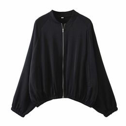 Autumn Women Loose Bomber Jackets Coats Long Sleeve Zip Fashion Jacket Female Casual Plus Size Outerwear Clothing 210513