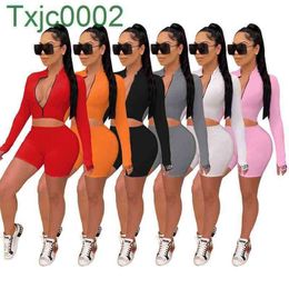 Women Two Pieces Pants Designer Tracksuit Printed Elastic Pit Strip Tight Sports Outfits Clothes Zipper Cardigan Sportwear