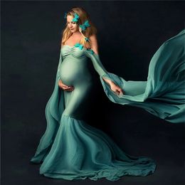 Sexy Shoulderless Maternity Pography Props Long Dress For Pregnant Women Fancy Pregnancy Elegence Maxi Gown Po Shoot 210922