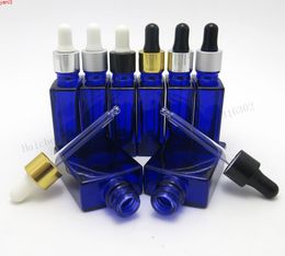 12 x 30ml Portable Blue Square Glass Eye Dropper Bottles Aromatherapy Container 1oz Empty E Liquid Vialshigh qty