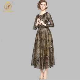 Arrival Spring Summer Dress Women Elegant Sexy Hollow Out Lace Female Vintage Party Vestidos Free Belt 210520