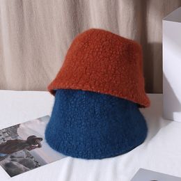 women's Bucket hat Felt Lamb wool for teen girl autumn winter fashion Fur panama hip hop hat