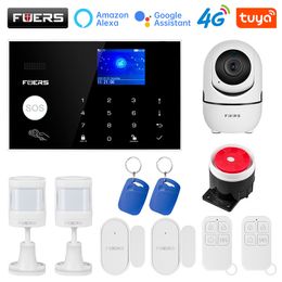 FUERS WIFI 4G Wireless Home Burglar Security Alarm System Tuya APP Control Siren Motion Detector PIR Smoke Sensor