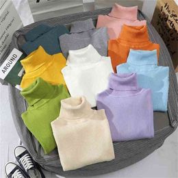 Heliar Spring Women Turtleneck Sweater Long Sleeve Casual Knitted Pullovers Thick Jumpers Underwear Sweaters For 210806