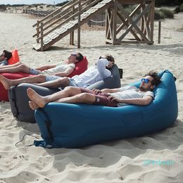 Drop shipping Top Fast Inflatable Lazy bag Sleeping Air Bag Camping Portable Air Sofa Beach Bed Air Hammock Nylon Banana Sofa