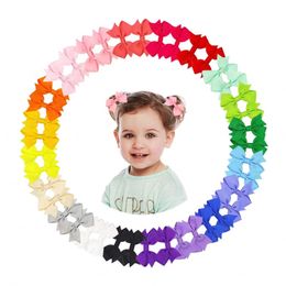 Solid Colours Grosgrain Ribbon Hair Clips For Cute Girls Mini Hairpins Barrettes Headwear Kids Hair Accessories