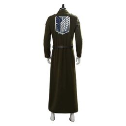 Attack on Titan Cosplay Levi Costume Scouting Legion Soldier Coat Trench Jacket Adult Men Halloween Carnival Clothing Y0913