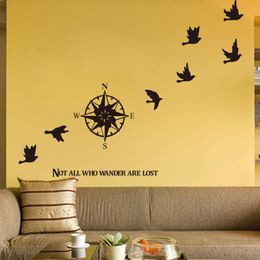 Art Design home decoration Vinyl Compass Wall Sticker removable Colourful house decor PVC sailing GPS decals in family rooms 210420