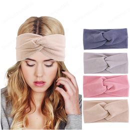 Women Solid Headband Turban Winter Warm Polar Fleece Headwrap Hair Accessories for Girls Striped Hair Bands Elastic Bandanas
