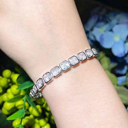 CWWZircons Bling Square Cubic Zirconia Pave Silver Colour Bridal Wedding Tennis CZ Bracelets for Women Jewellery Accessories CB260