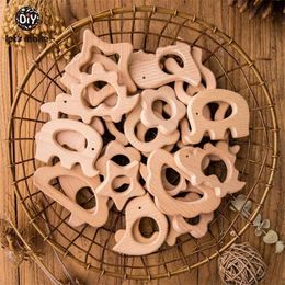 Let's Make 20pcs/lot Food Grade Beech Wooden Teethers Handmade Teether Animal Set 211106