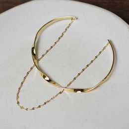 Peri'sbox Mobius Double Layered Twisted Gold Bangles Chain Round Titanium Steel Bangles for Women Minimalist Bangle Adjustable Q0717