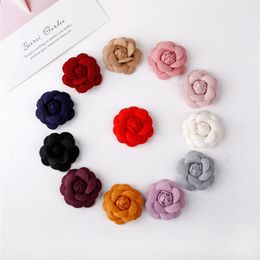 30pcs DIY Felt Flowers Accessory Fashion hair accessories Flower brooch Headwear camellia Hair Bows 210706