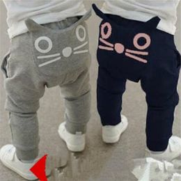 Autumn Boys Harem Pants Long Baby Girls Leggings Cat Children Sport Pant Hot Fashion Boy Clothes Kids Trouser Korea PP Pant 210413