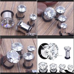 Plugs & Tunnels Drop Delivery 2021 Fashion Body Jewelry Stainless Steel Zircon Flesh Tunnel Mix 6-12Mm 32Pcs/Lot Ear Gauges Stretcher Expande