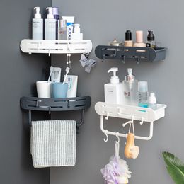 Creative Storage Rack With Hook Suction Cup Bathroom Shelf Wall Hanging Nordic Simplicity Style Household Bathroom Accessories 210331