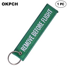 Key Fobs Chains Jewellery Red Embroidery Remove Before Flight Keyring Gift for Friends PK0090