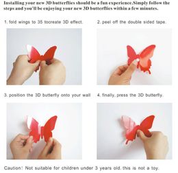 3D Butterfly Wall Pasted PVC Light Butterfly For Home Decoration Wall Stickers Kids Baby Room Bedroom Ceiling Home Decor 1Bag/12pcs HHC6973