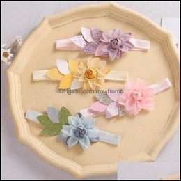 Hair Aessories Baby, Kids & Maternity Girls Hairbands Nylon Headband Flower And Leaves Satin Rose Elastic Bands Baby Scrunchie Cute Child Dr