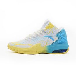 Basketball Shoes Anta Klay Thompson KT Original Air Cushion Men's High Basektball White/Blue/Yellow Sneakers 11741105-6